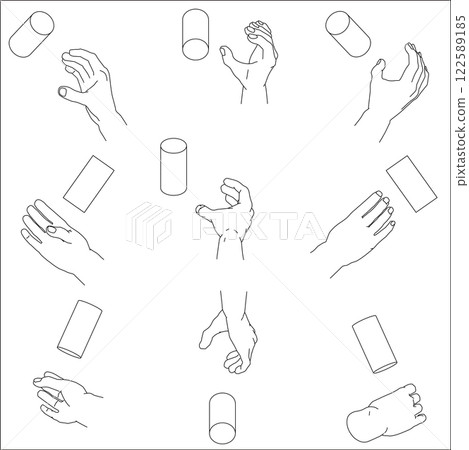 A set of hands holding a cylinder 122589185