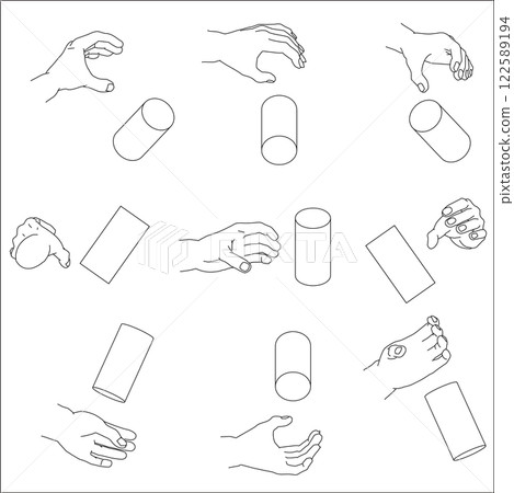 A set of hands holding a cylinder 122589194