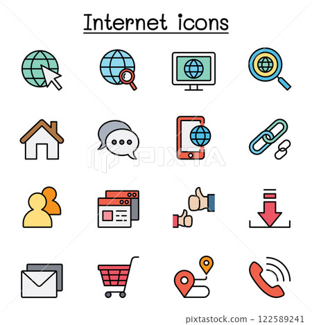 Internet browser icon set in color line style Internet browser icon set in color line style 122589241