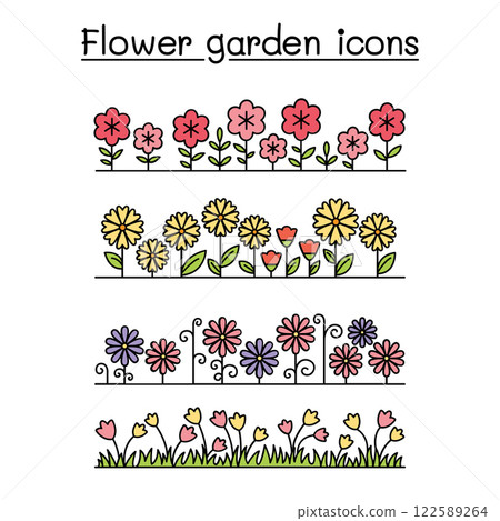 Flower garden vector pattern background 122589264