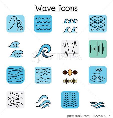 Wave icon set in color line style 122589296