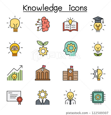 Knowledge icon set in color line style 122589307