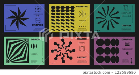 Geometric brutal y2k shape flyers and banners. Vector layouts, covers, posters or backgrounds with abstract surreal shapes in retro modern futuristic style. Minimalist templates with brutalism figures Geometric brutal y2k shape flyers and banners. Vector layouts, covers, posters or backgrounds with abstract surreal shapes in retro modern futuristic style. Minimalist templates with brutalism figures 122589680