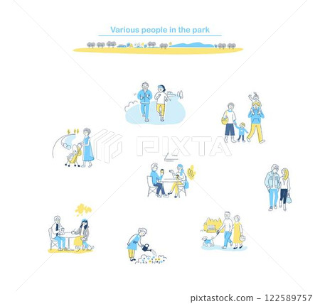 公園裡放鬆的各類人 122589757
