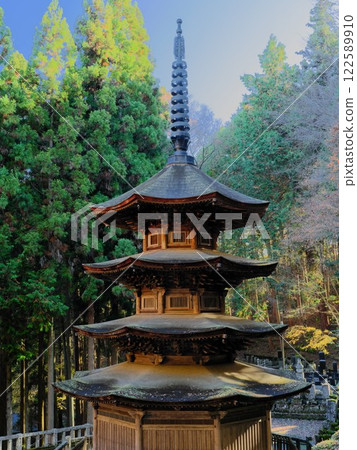 信州別所溫泉的秋天：歷史悠久的安樂寺八角三層寶塔 122589910