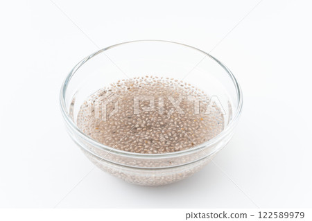 soaked white chia seeds soaked white chia seeds 122589979