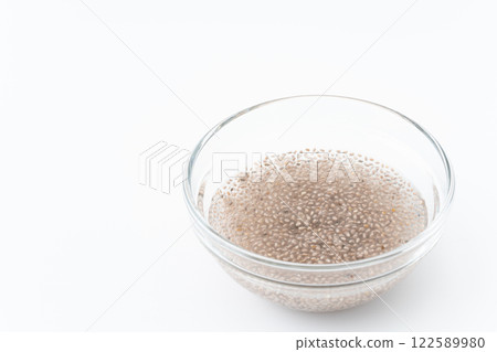 soaked white chia seeds 122589980