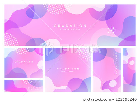 漸層和曲線模板集_紫色和粉紅色 122590240