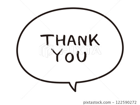 A simple handwritten speech bubble with a message Thank you 122590272