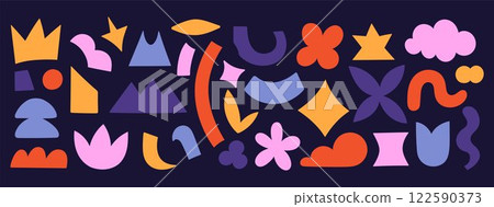 Set of abstract shapes of different colors. Vector graphics. 122590373