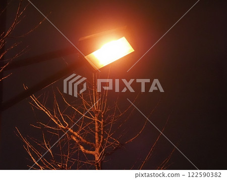 Street lights on a winter evening 122590382