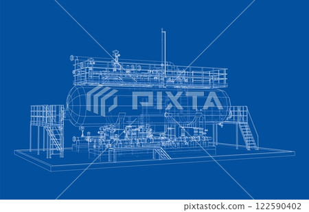 Industrial tank with valves. Vector rendered of 3d 122590402