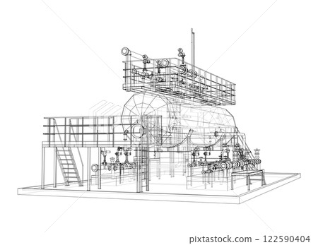 Industrial tank with valves. Vector rendered of 3d 122590404