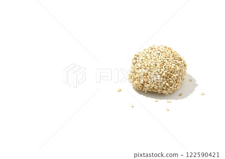 White sesame balls photographed on a white background 122590421