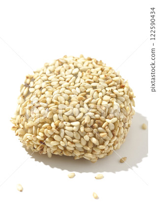 白色背景下拍攝的白色芝麻球 122590434