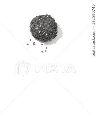 Black sesame balls photographed on a white background Black sesame balls photographed on a white background 122590749