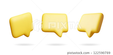 3D yellow blank speech bubble set 122590789