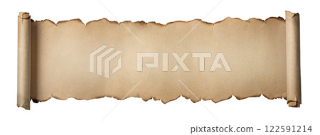 褪色的舊紙的紋理捲成捲軸 122591214
