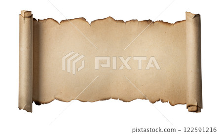 褪色的舊紙的紋理捲成捲軸 122591216