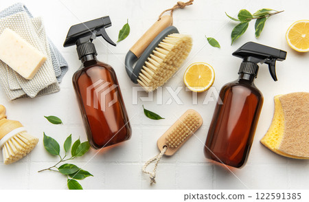 Eco friendly cleaning products promoting sustainable lifestyle with natural ingredients 122591385
