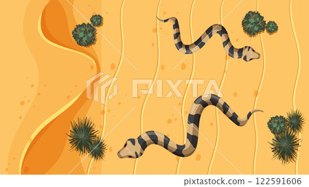 Desert Snakes and Cacti Top View 122591606
