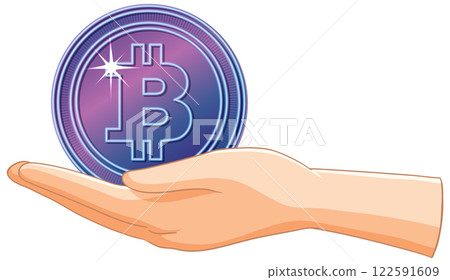 Hand Holding a Bitcoin Symbol 122591609