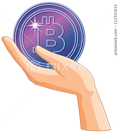 Hand Holding a Bitcoin Symbol 122591615