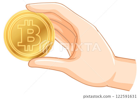 Hand Holding a Bitcoin Coin 122591631