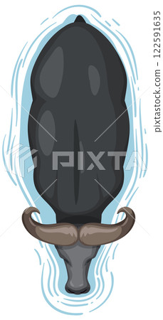 Top View of Swimming Buffalo Top View of Swimming Buffalo 122591635