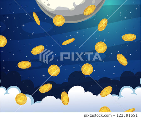 Cryptocurrency Coins Floating in Space 122591651
