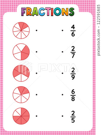 Colorful Fractions Educational Chart Colorful Fractions Educational Chart 122591685