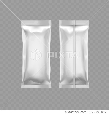Transparent Plastic Packaging Mockup with Zip Lock Vector 122591897