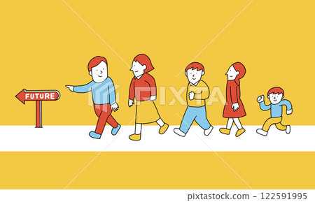 一家人走向未來的插圖 一家人走向未來的插圖 122591995