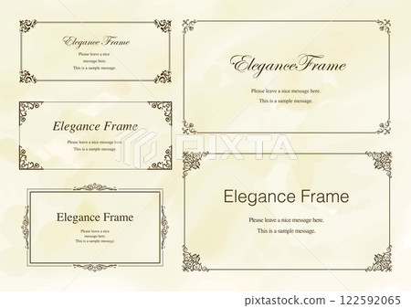 A luxurious and elegant frame set, decorative borders, ornamental designs, elegant details, gold 122592065