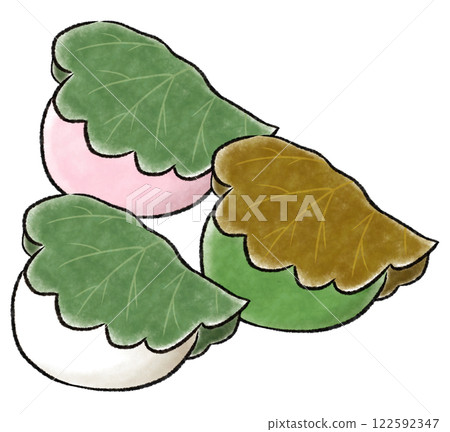 Three-colored Kashiwa mochi Three-colored Kashiwa mochi 122592347