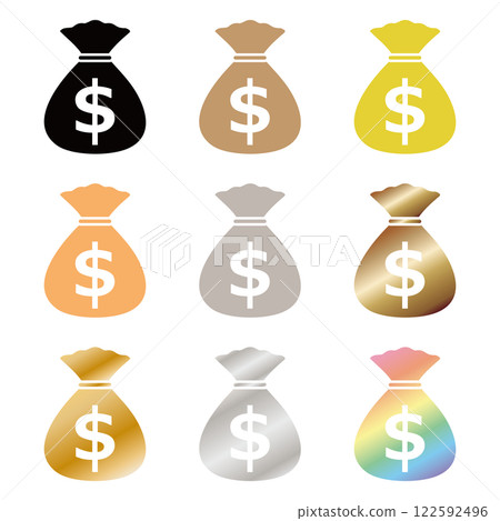 Dollar bag icon set Dollar bag icon set 122592496