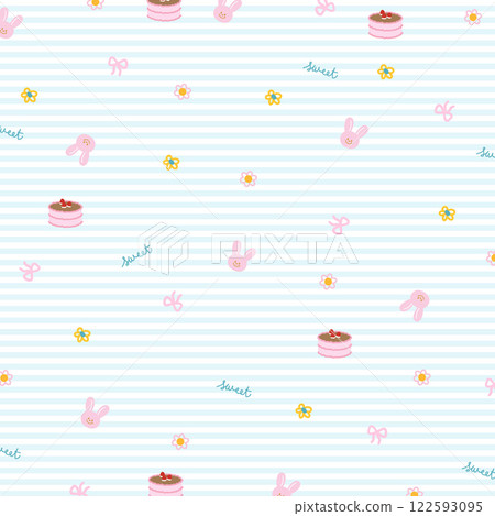 Bunny, birthday cake, flower, pink ribbon on pastel blue stripe background for cute wallpaper, backdrop, animal print, duvet, picnic blanket, curtain, pyjamas, pattern, pet shop, easter, birthday card Bunny, birthday cake, flower, pink ribbon on pastel blue stripe background for cute wallpaper, backdrop, animal print, duvet, picnic blanket, curtain, pyjamas, pattern, pet shop, easter, birthday card 122593095