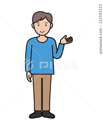 一位年輕男子進行指導和解釋的全身插圖 122593223