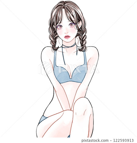 坐在內衣的女人 122593913