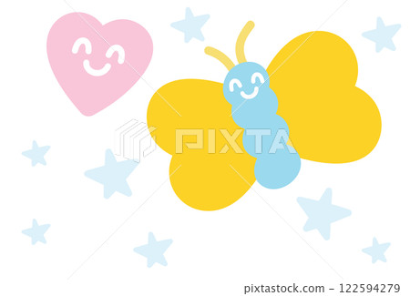 Illustrations of of butterfly, heart, stars for animal, sticker, nature, garden, picnic, park, spring, summer, decoration, blossom elements, floral print, cartoon character, cute patch, brooch, icon Illustrations of of butterfly, heart, stars for animal, sticker, nature, garden, picnic, park, spring, summer, decoration, blossom elements, floral print, cartoon character, cute patch, brooch, icon 122594279