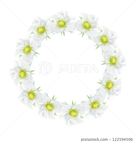 Watercolor frame of white flowers strawberries. Beautiful frame with strawberry flowers, strawberries, leaves, hand drawn Watercolor frame of white flowers strawberries. Beautiful frame with strawberry flowers, strawberries, leaves, hand drawn 122594506