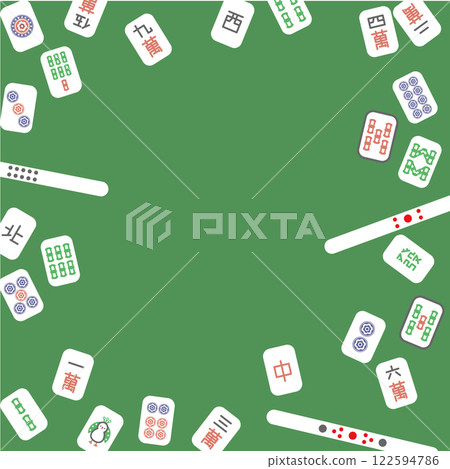 Mahjong frame material green 122594786