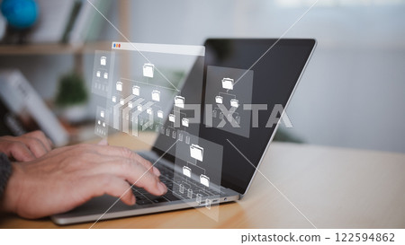 Digital data storage technology document management system on servers network internet, Searching and manage folder and files online, Download and upload database from computer software technology. Digital data storage technology document management system on servers network internet, Searching and manage folder and files online, Download and upload database from computer software technology. 122594862