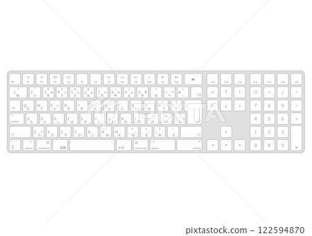 白色 JIS 日語鍵盤佈局插圖（頂視圖、PNG、向量） 122594870