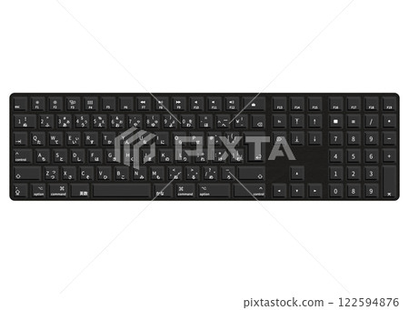 Illustration of a black JIS-layout Japanese keyboard (top view, PNG format) Illustration of a black JIS-layout Japanese keyboard (top view, PNG format) 122594876