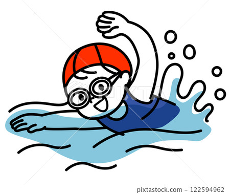 兒童游泳的向量插圖 122594962