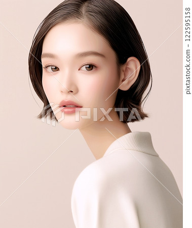 Beautiful skin woman with makeup "AI generated image" 122595158