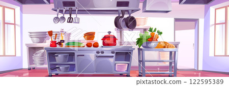 Restaurant kitchen cartoon interior 122595389