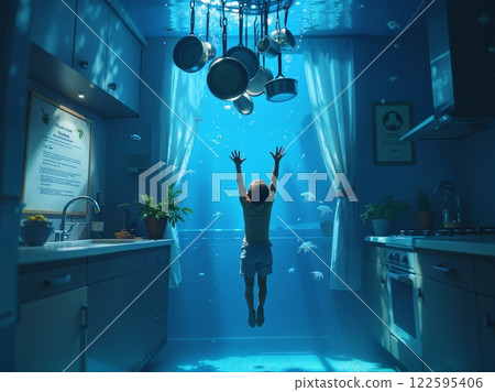 Surreal underwater kitchen 122595406