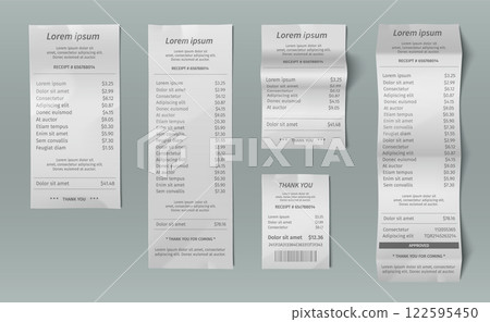 Paper bill receipt mockup collection Paper bill receipt mockup collection 122595450